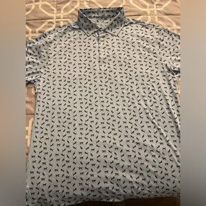 Rhoback Mens Performance Polo The Lab Light Blue/Black Large L